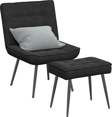 Image de Chaise de relaxation avec tabouret Noir Velours