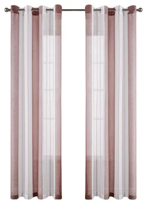 Immagine prodotto di Tende con occhielli a strisce trasparenti, rosa e bianco, 140x245 cm, 2 pezzi
