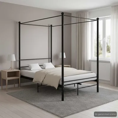Produktbild von vidaXL Himmelbett Schwarz Metall 120x200 cm