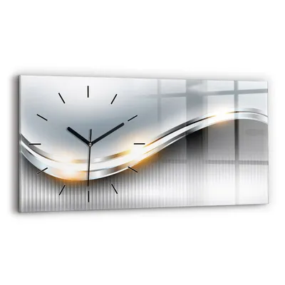 Produktbild von Wallfluent Wanduhr – Stilles Quarzuhrwerk - Uhr Dekoration Wohnzimmer Schlafzimmer Küche - Zifferblatt mit Strichen - schwarze Zeiger - 60x30 cm - Metallabstraktion