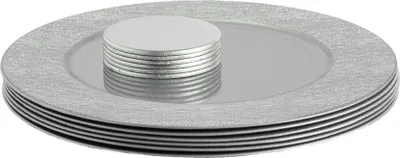 Produktbild von Argon Ta 12-teiliges rundes Platzteller-Set – 33 cm – Silberrippe