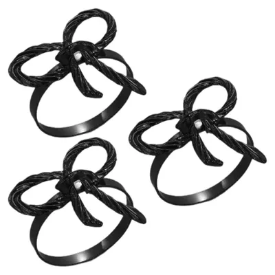 Produktbild von Serviettenringe mit Schleifenverzierung, Serviettenhalter aus Zinklegierung, Tischdekoration für Hochzeiten und Feiern
