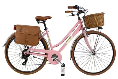 Obrázok produktu pre Dolce Vita by Canellini bicykel mestský bicykel žena hliník s košíkom a bočnou taškou - Ružová 50