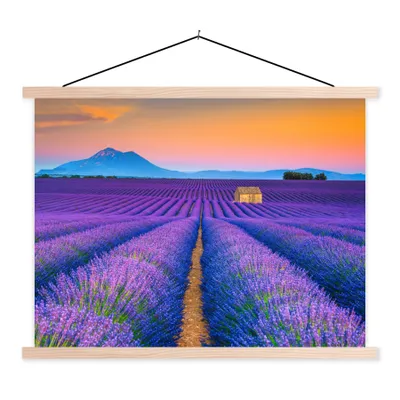 Produktbild von MuchoWow® Textilposter Lavendel - Lila - Blumen 60x45 cm mit holzfarbenen Rahmen - Bild