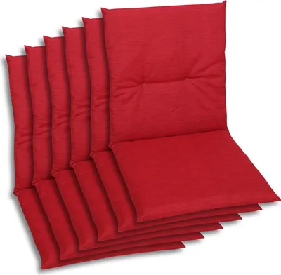 Produktbild von GO-DE Textil, Sesselauflage Niederlehner, 6er-Set, Farbe: rot, Maße ca.: 98 cm x 48 cm x 5 cm