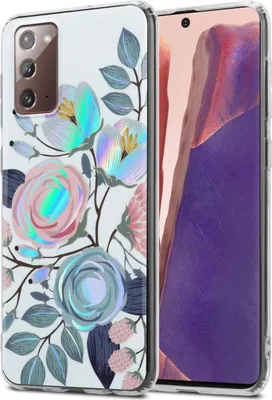 Produktbild von Cadorabo Hülle für Samsung Galaxy NOTE 20 Schutz Hülle mit Weiß TPU Etui Blumen Flower Cover Case