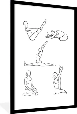 Produktbild von MuchoWow® Gerahmtes Poster Yoga - Frauen - Stellungen 60x90 cm - Poster mit Schwarzem Bilderrahmen Wandposter Rahmen Foto Bilder - Dekoration - Wandposter Wohnzimmer - Hochwertig