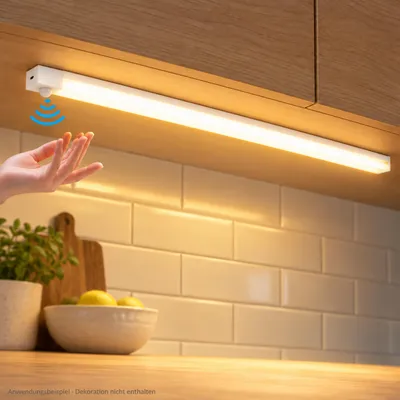 Produktbild von LED Unterbauleuchte 20 cm mit Bewegungsmelder – LED Lichtleiste kabellos mit USB-Akku, Warmweiß 3000K, magnetisch, für Küche & Schrank