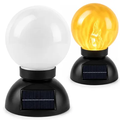 Produktbild von Solarleuchte Kugelleuchte Gartenleuchte mit Sockel LED Flammeneffekt 30x18 cm Dämmerungssensor IP44 warmweiß