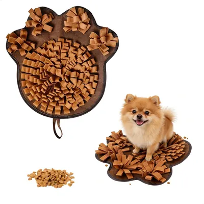 Produktbild von lemgyiamz Hunde Schnüffelteppich, Schnüffelteppich für Hunde, Filz Material rutschfest Waschbar Pfotenform 46x45cm für Kleine Mittelgroße Große Hunde