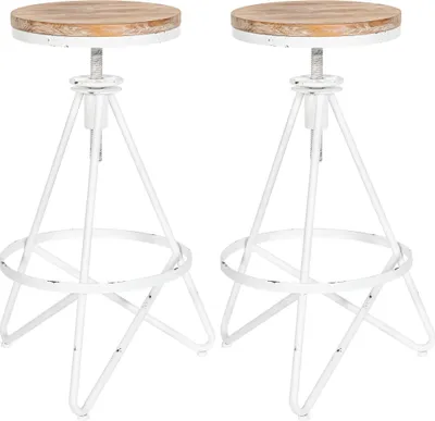 Immagine prodotto di Set da 2 sgabelli da bar CLP Karla, regolabili in altezza, stile industriale, color argento