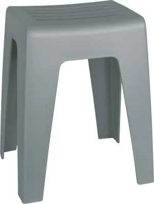 A gray plastic stool on a white background.