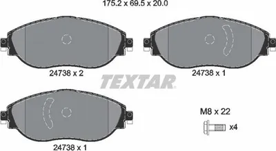 Produktbild von TEXTAR 2473806 Bremsbeläge Satz Vorne für VW Passat Variant (3G5, CB5) Golf VIII Schrägheck (CD1) GOLF VIII Variant (CG5) Tiguan Allspace (BW2)