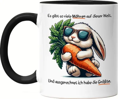 Produktbild von Es gibt so viele Möhren Hase Tasse Schwarz Spaß Ostern Häschenspruch