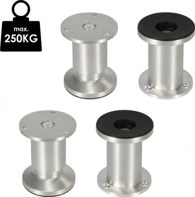 Image de Aopunly Set de 4 pieds de meuble Set de pieds de table Pieds de canapé Pieds de lit Pieds de canapé Pieds d'armoire Pieds de meuble Alu 4x100mm