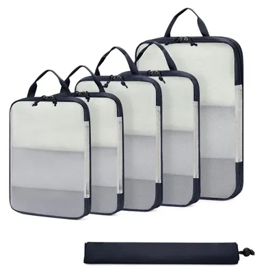 Immagine prodotto di Set di 6 cubi da viaggio - Sacchetti compressibili - Organizer per valigie - Organizer per bagagli - Ultraleggeri - Risparmia fino al 60% di spazio - Sacchetti per l'imballaggio