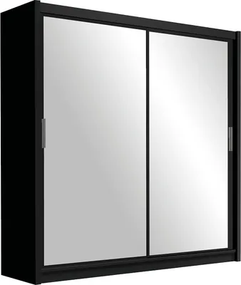 Produktbild von Schwebetürenschrank Paris 203, 2 Türen Kleiderschrank mit 2 Spiegel, Moderne Garderobe, Schrank in Größe: 203 x 215 x 61 cm