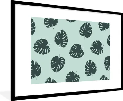 Produktbild von MuchoWow® Gerahmtes Poster Sommer - Blätter - Blau 90x60 cm - Poster mit Schwarzem Bilderrahmen Wandposter Rahmen Foto Bilder - Wanddekoration - Fotos