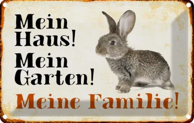 Produktbild von vianmo Blechschild 12x18 cm Tiere Hase mein Haus Garten Familie Tier Haustier