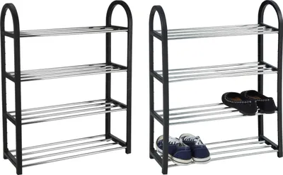 Produktbild von Schuhregale - Schwarz - Metall - B 50 cm - 4 Ablagen - 2er Set