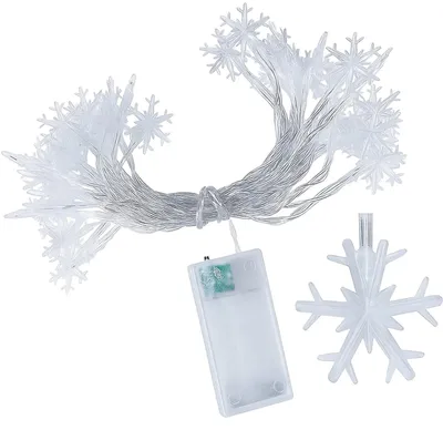 Produktbild von LED Weihnachtslichter Schneeflocken Lichterkette 20 LED Batterie Warmweiß 3 m Weihnachtsdeko Tannenbaum