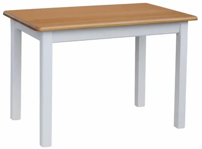 Immagine prodotto di Tavolo bianco in legno di pino massiccio con piano di colore Ontano 130 x 70 cm