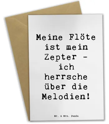 Produktbild von Mr. & Mrs. Panda Klappkarte Spruch Flötenzauber - Weiß - Geschenk, hochzeitskarten, Musik, Lernen, dankeskarten, Windinstrument, osterkarten, Melodie, Musiker, Flötist