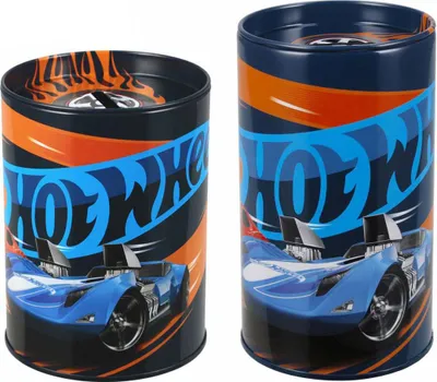 Produktbild von Rundes Sparschwein aus Metall von Hot Wheels STARPAK