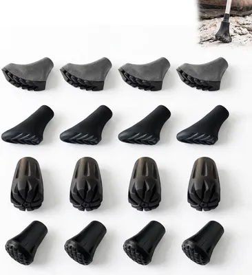 Produktbild von Gummipuffer für Trekkingstöcke, schockabsorbierend, 16 Stück, antirutsch, für Asphalt und Schotter