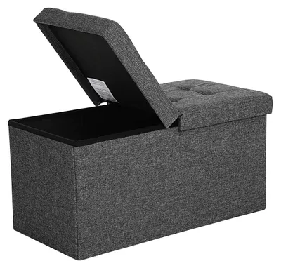 Obrázok produktu pre Úložná lavica 80 litrov – Ottoman – Lavica – Materiál: imitácia ľanu – Materiál: MDF – Rozmery: 76 x 38 x 38 cm