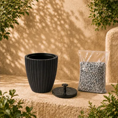 Produktbild von Solar Springbrunnen Premium Set mit Akku - anthrazit, Ø 39 x 42 cm