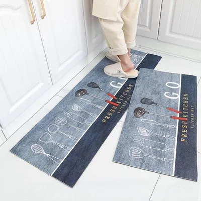 Imagen del producto de Juego de 2 felpudos para cocina Unyqoos®, lavables, antideslizantes y antiestáticos, alfombrilla antifatiga de 7 mm, 40 x 60 cm + 40 x 120 cm