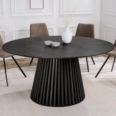 Produktbild von riess-ambiente Runder Esstisch VALHALLA WOOD 140cm schwarz Eiche