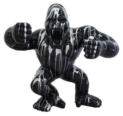 Produktbild von Modern Skulptur Gorilla aus Kunststoff Dekorative Figur Garten Schwarz Statuen