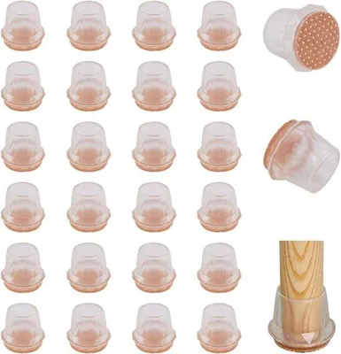 Produktbild von Famanu Filzgleiter für runde Stühle - 24 Stück, transparente Füße, Geräuschreduzierung, für Möbelbeine von 21-30 mm
