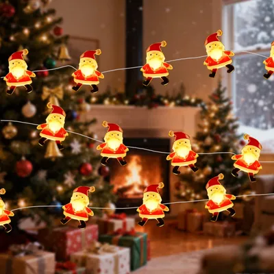Lichterkette 2 m, 20 LEDs, Weihnachtsmann, warmweiß, batteriebetrieben