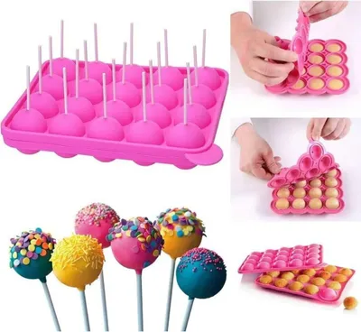 Produktbild von Silikon Cake Pop Backform, 20 Runde Gießform für Lollipops