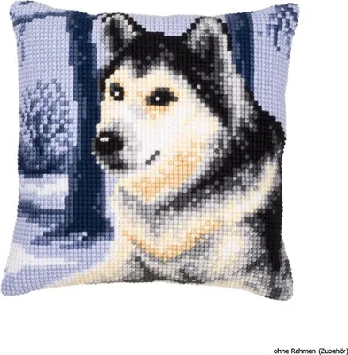 Produktbild von Kreuzstich-Kissen-Set Husky - Stickbild vorgezeichnet