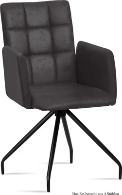 Produktbild von Armlehnstuhl (4er-Set) Devina 52x91x60 Schwarz/Anthrazit