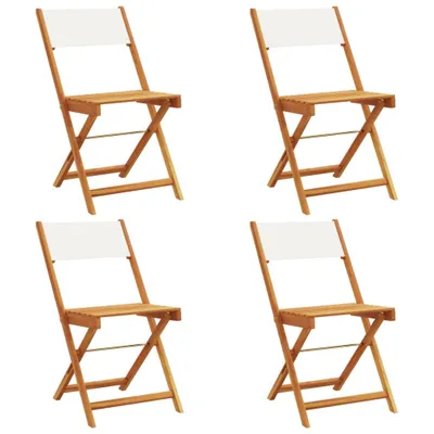 Produktbild von Gartenstühle 4 Stk. Klappbar Cremeweiß Stoff und Massivholz