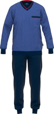 Image de GÖTZBURG Pyjama long homme - Pyjama col V, Pure Coton Bleu XL (54)
