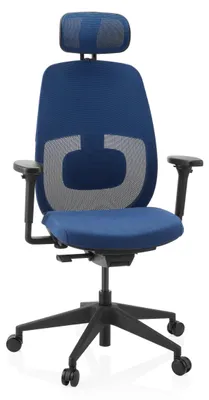 Produktbild von hjh OFFICE Profi Bürostuhl Skandis Pro Ergonomischer Schreibtischstuhl mit Armlehnen (höhenverstellbar) Stoff / Netzstoff Blau Drehstuhl für Büro, Zuhause