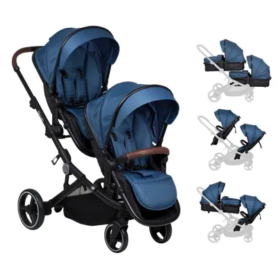 Produktbild von BabyGo Zwillingskinderwagen Twinner, blau