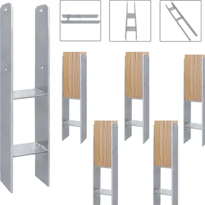 Produktbild von LARS360 121mm H-anker H-Pfostenträger Materialstärke 5mm, Gesamthöhe 600 mm Zaunpfosten für Carports Gartenzäunen - 6 Stück