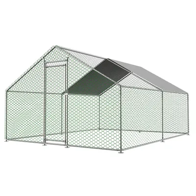 Produktbild von Hühnerstall mit Sicherheitsschloss und Wasserdichtes PE-Tuch Freilaufgehege Voliere aus Metall für Weitere 3x4x2m