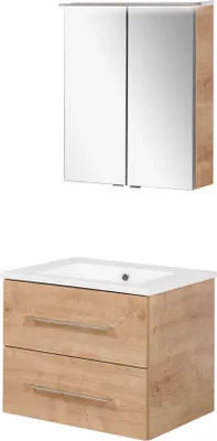 Produktbild von Fackelmann B.perfekt Badmöbel Set 3-teilig, 60 cm, Braun hell, LED-Spiegelschrank