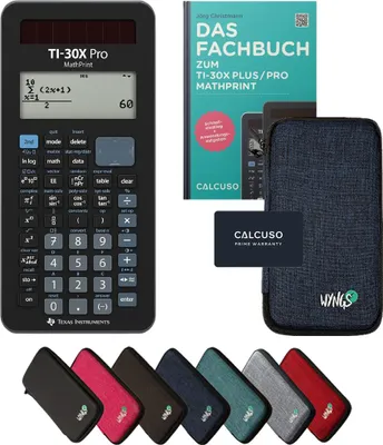 Produktbild von TI-30X Pro MathPrint inkl. Schutztasche Blau & Fachbuch (132 Seiten, DIN A5) – Wissenschaftlicher Rechner – Smart Set