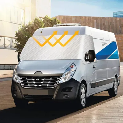 Immagine prodotto di Copertura parabrezza per Renault Master 2010-2023, parasole, oscurante, resistente alle intemperie, a 4 strati, con magneti