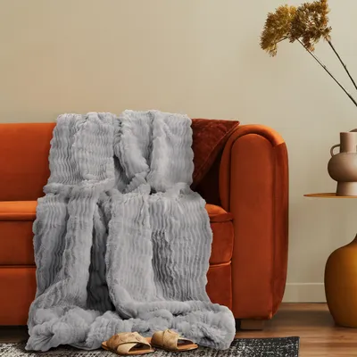 Produktbild von Deko Wohnzimmer Decke Kuscheldecke Tagesdecke Sofadecke Waschbar Schlafzimmer 200x240cm Grau