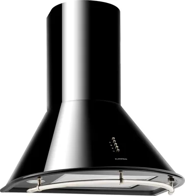 A black and silver kitchen range hood against a white background.